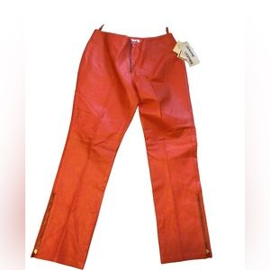 NWT Bagatelle Leather Pants Orange Size 12 Pockets With Zippers